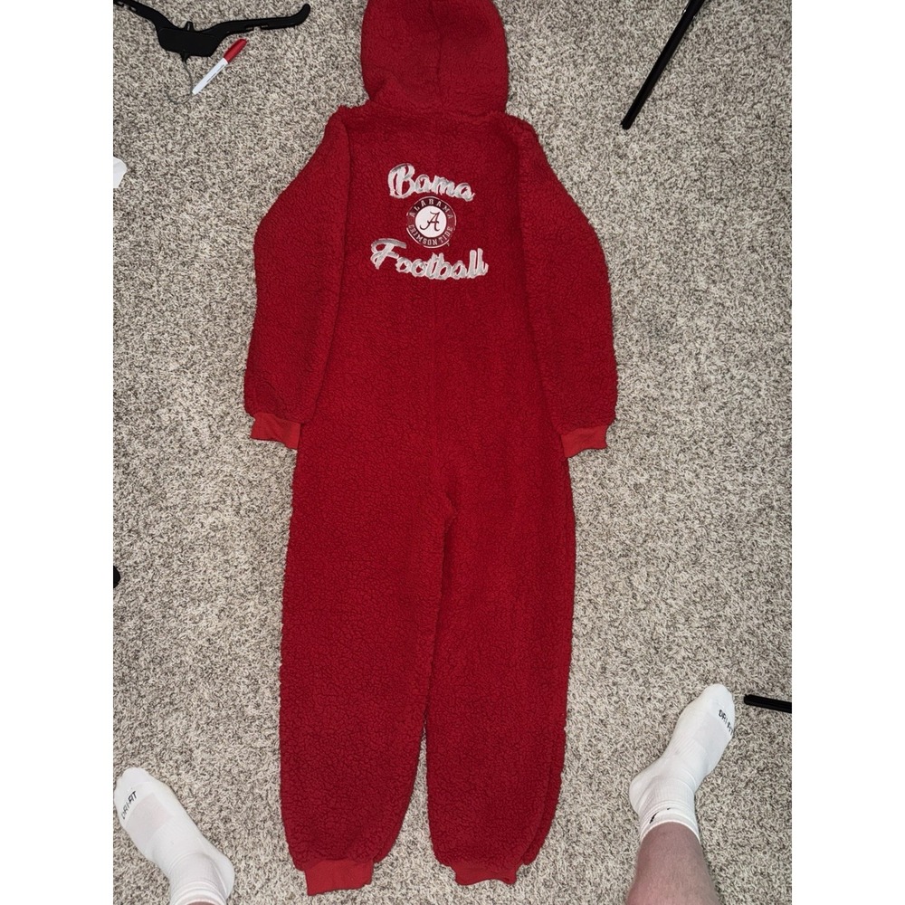 NEW FOCO Alabama Crimson Tide Sherpa Hoodie Womens L 1-PC Jumpsuit Pajama